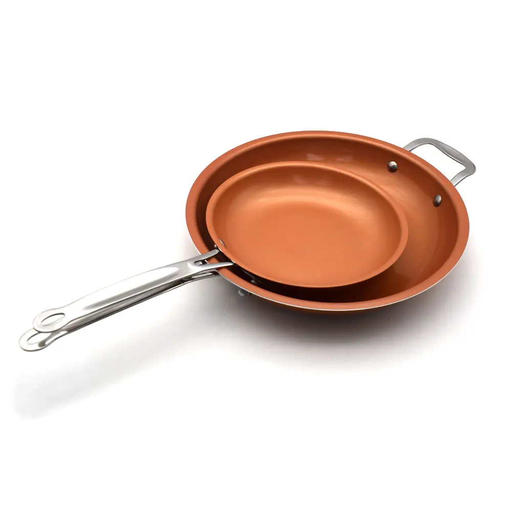 

Sweettreats 1 set 8+12 inch Non-stick Copper Frying Pan with Ceramic Coating and Induction cooking,Oven & Dishwasher safe