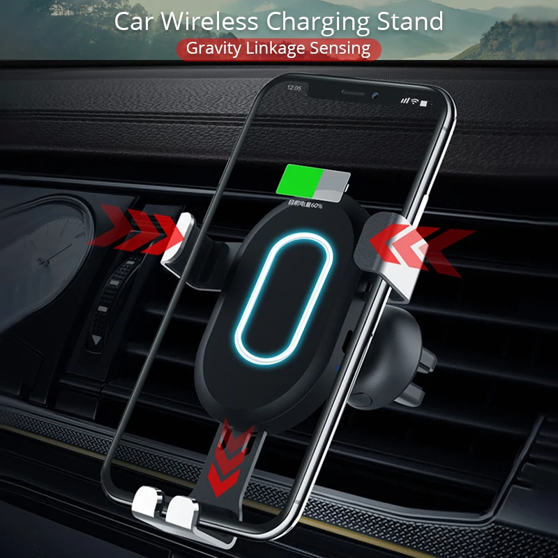 Fivetech car wireless charger stand for iPhone X/8/8plus mount for iPhone XS/XSMax/XR 10W QC3.0 fast charging Galaxy S9/S9+/S8  
