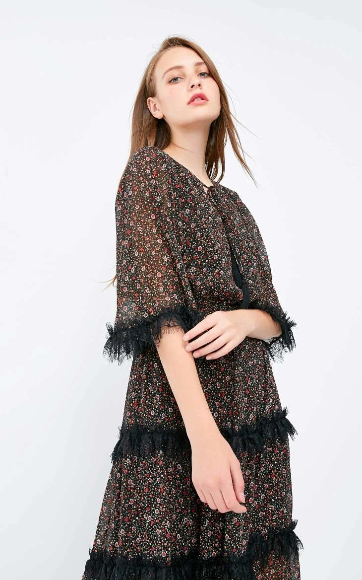 Vero Moda Новое Женское платье в национальном стиле с принтом на шнуровке | 31837C525