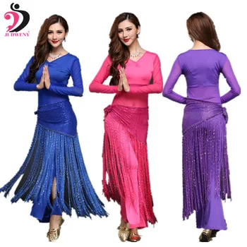 

Belly Dance Costumes Set Oriental Dance Belly Dancing Top Belt Pant Bollywood Practice Permance Stage Wear Long Sleeves