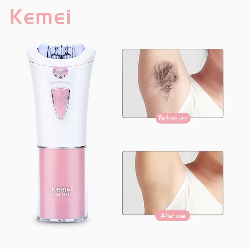 Woman's Epilator Battery Hair Removal Machine Electric Lady Shaving Trimmer Hair Remover with LED Light 40D