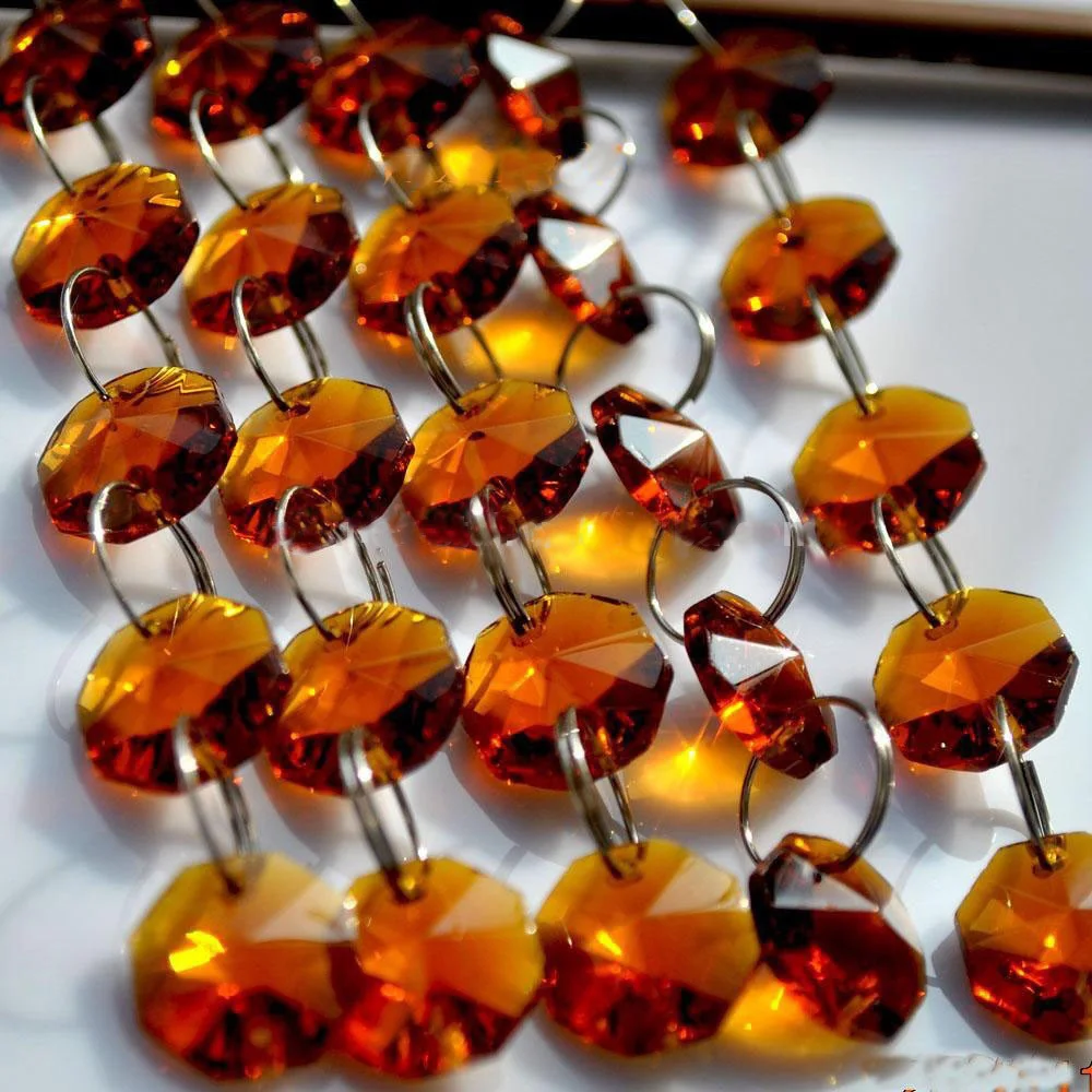 5m/lot Crystal Garland Brown 14mm Octagonal Glass Crystal Garlands