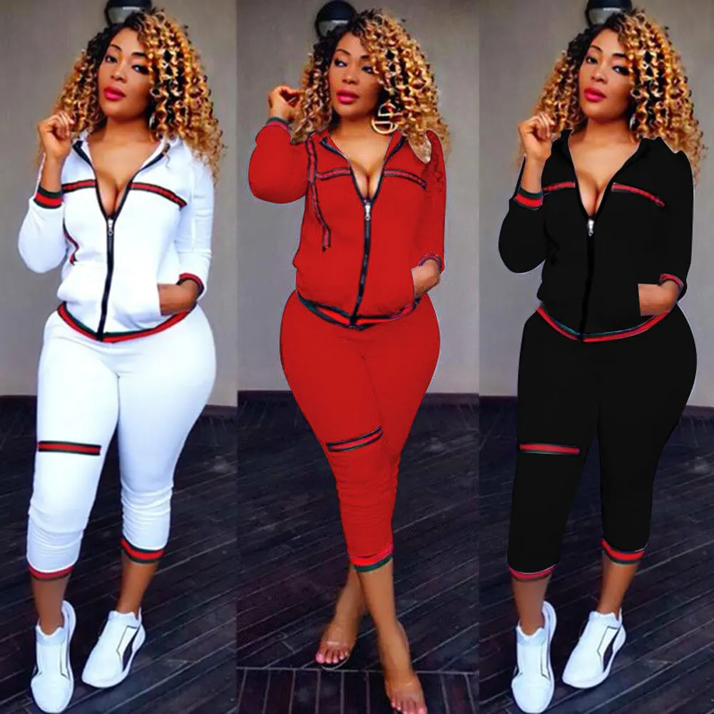 Beste 2PCS Womens Trainingspakken Set Dames 2019 nieuwe Merk Herfst Lange Mouw Casual O hals Truien + lange broek Plus Size спортивный кост