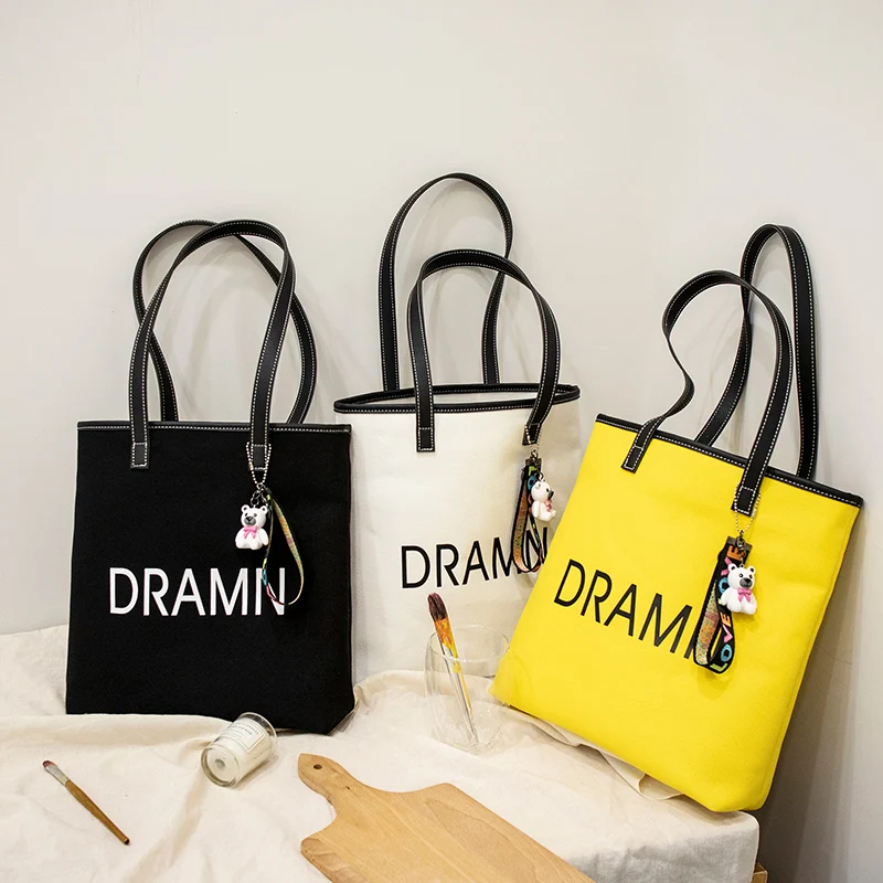 

2019 women's bag new art canvas bag simple 100 lap bag handbag single shoulder large bag
