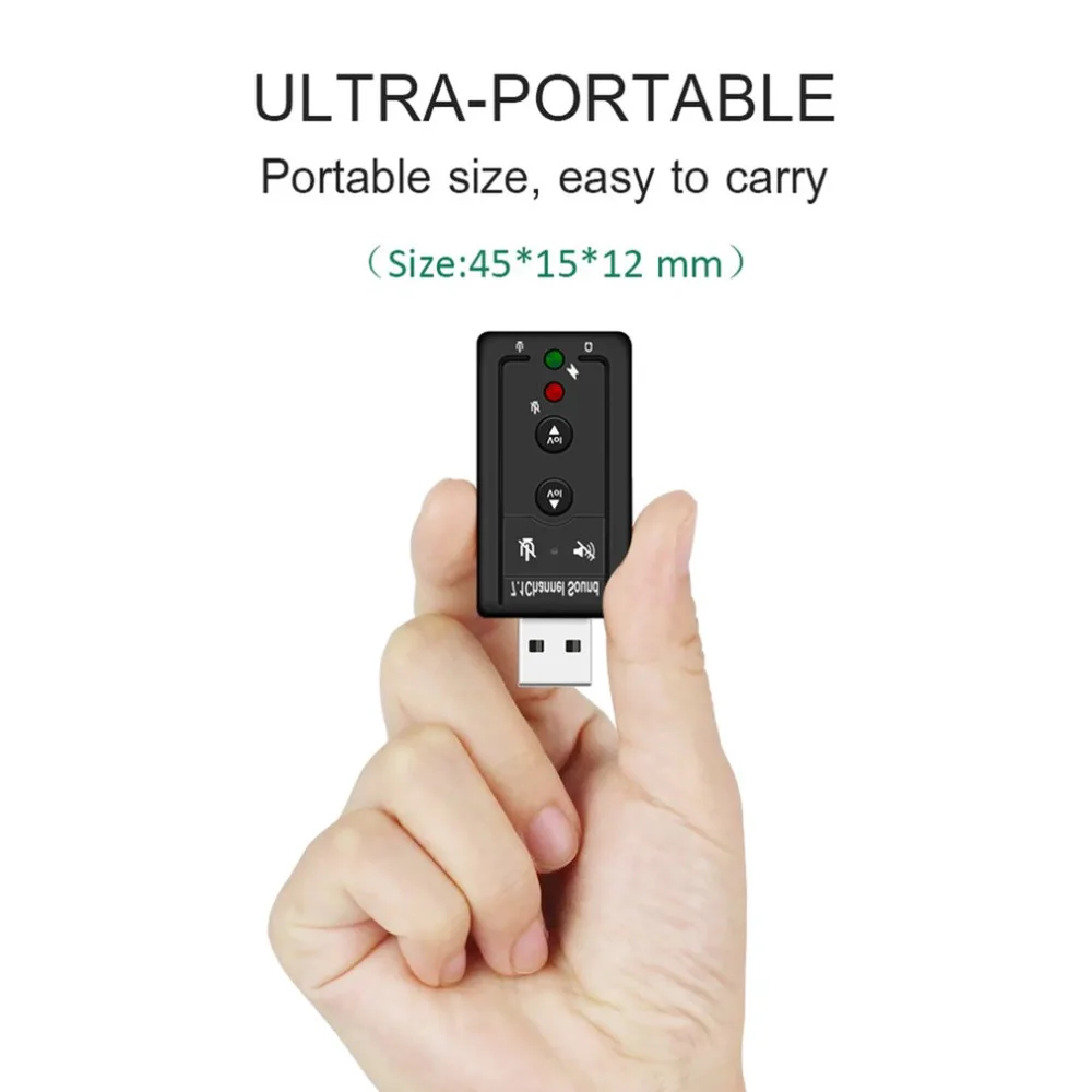 USB 2,0 внешняя звуковая карта 7.1CH аудио мини адаптер кнопка управления 3,5 мм наушники интерфейс микрофона USB концентраторы Прямая поставка