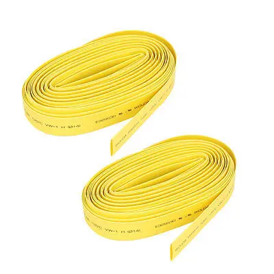 

2pcs Yellow 14mm Dia 2:1 Heat Shrink Tubing Shrinkable Tube Wrap 33Ft 10M Long