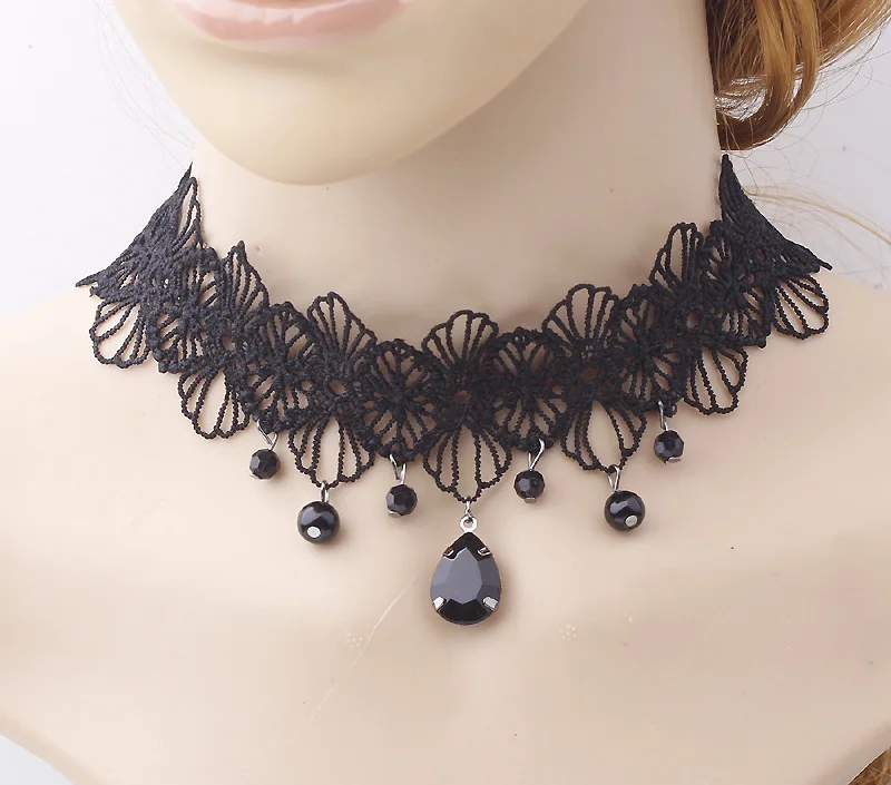 white Black Lace Choker Necklaces Women Fashion Punk Gothic Choker ...