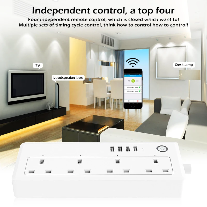 WiFi умная полоса питания розетки с 3.1A USB порт Голосовое управление подставочные тарелки работать для Echo Alexa Google Home Electric