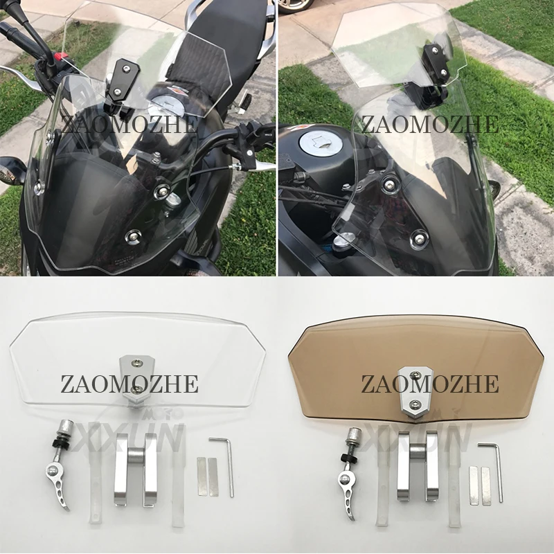 

For YAMAHA MT03 MT07 MT09 MT10 MT125 Motorcycle Universal Adjustable Risen Clear Windshield Wind Screen Protecto FZ-07 FZ-09