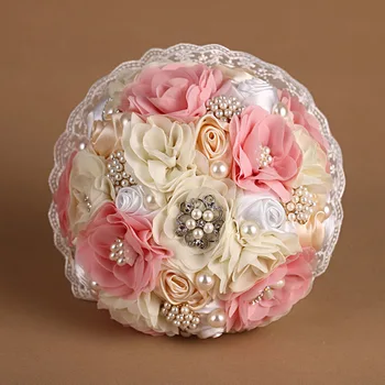 

Gorgeous Customized Silk Roses Wedding Accessories Pearl Beaded Brooch buque de noiva Wedding Flowers Bridal Wedding Bouquet