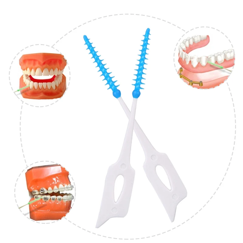 40 шт./лот нажимная межзубная щетка 0,7 мм. Межзубная щетка для десен Ортодонтическая проволочная щетка Зубная щетка для ухода за полостью рта зубочистка