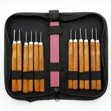 12 шт./компл. деревянной ручкой плотник инструменты для резьбы по дереву инструменты комплект резак гравюра набор ручных инструментов в LE66