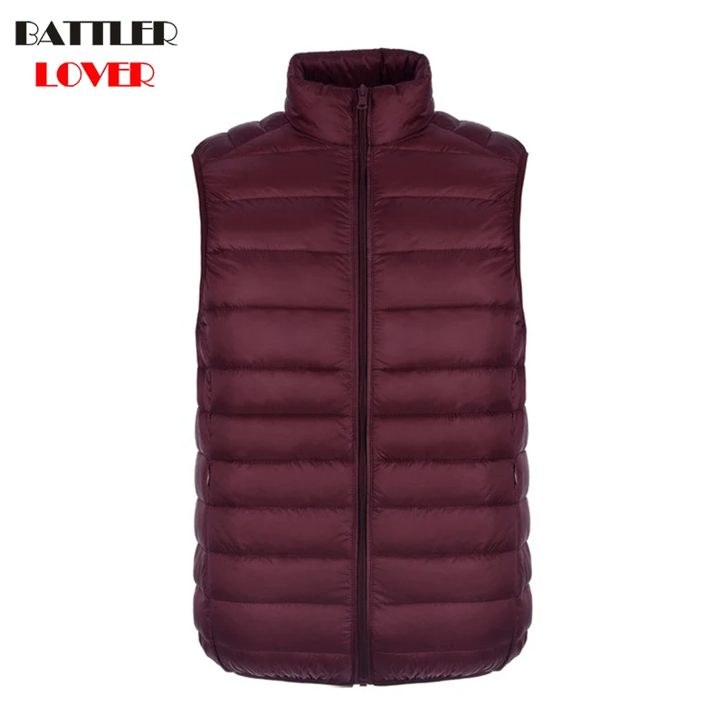 

2018 Men Sleeveless Jacket Winter Ultralight 90% White Duck Down Vest Hombre Males Slim Fit Vest Mens Windproof Warm Waistcoats