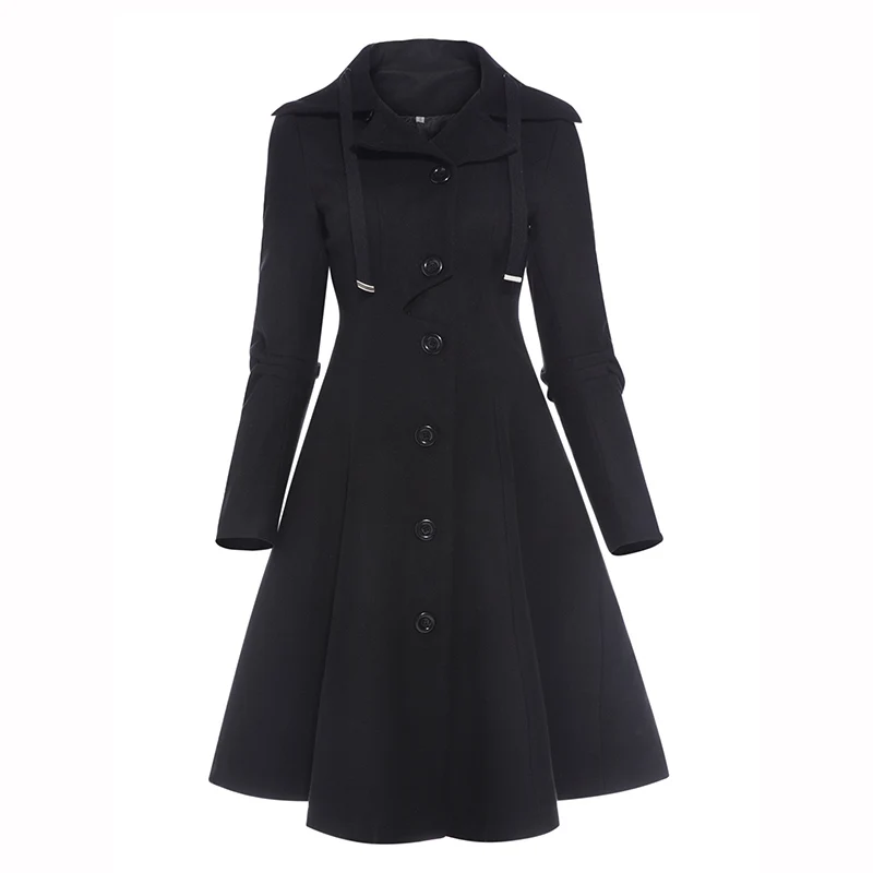 Buy Winter Thick Overcoats Women Black Lace upPlain