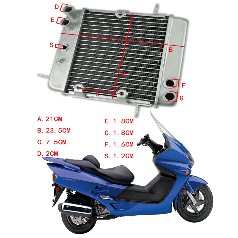 Honda скутер NSS250 REFLEX ABS 2001-2007 Двигатель мотоцикла Радиатор двигателя велосипеда алюминиевые запасные части охлаждения