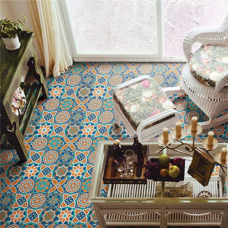 0.2x5m Waterproof Mandala Wall Tiles Stickers Waist Line Kitchen Wall Sticker PVC Adhesive Bathroom Toilet Floor Wallpaper