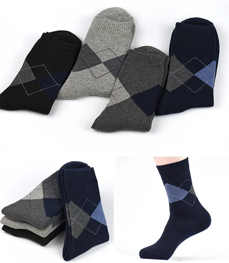 4pairs lot Eur39-44 Socks Men 2018 Winter Thicken Warm Terry socks Male Classic Business Casual Thermal Cotton Spring Crew Socks01