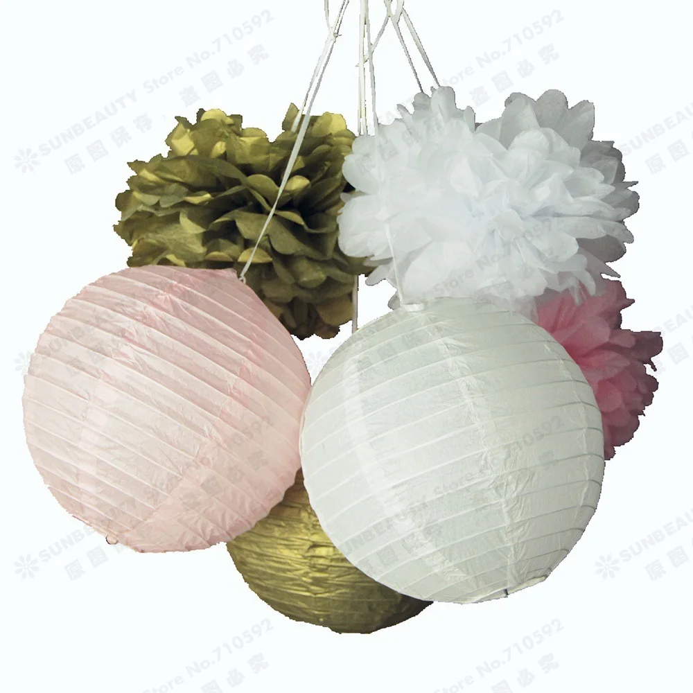 

6pcs Paper Crafts Party Decoration Paper Lanterns/ Tissue Pom Poms Flower Tea Party Showers Birthday Wedding Anniversary Decor