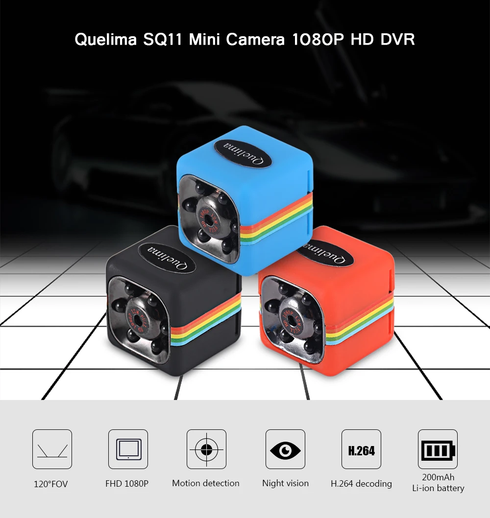 Quelima SQ11 Mini Camera 1080P HD Camcorder with Night Vision