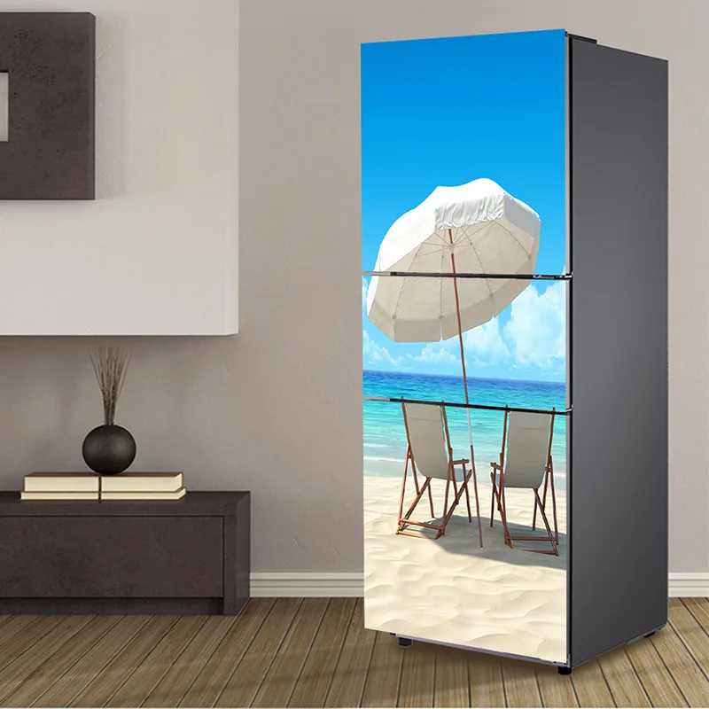 Романтика Skyrim и морской пейзаж дизайн наклейки на дверь холодильника для кухни украшение холодильника гостиной домашний декор - Цвет: Синий