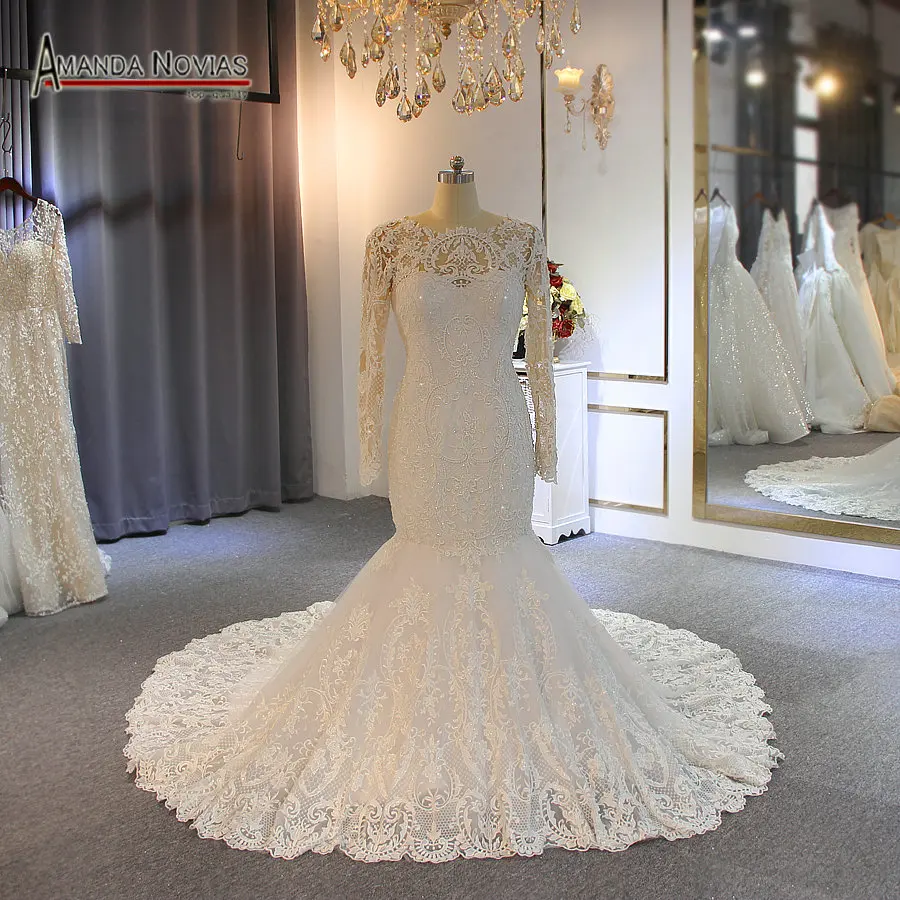 

Elegant wedding dress with long sleeves mermaid bridal dress bridal gown 2019