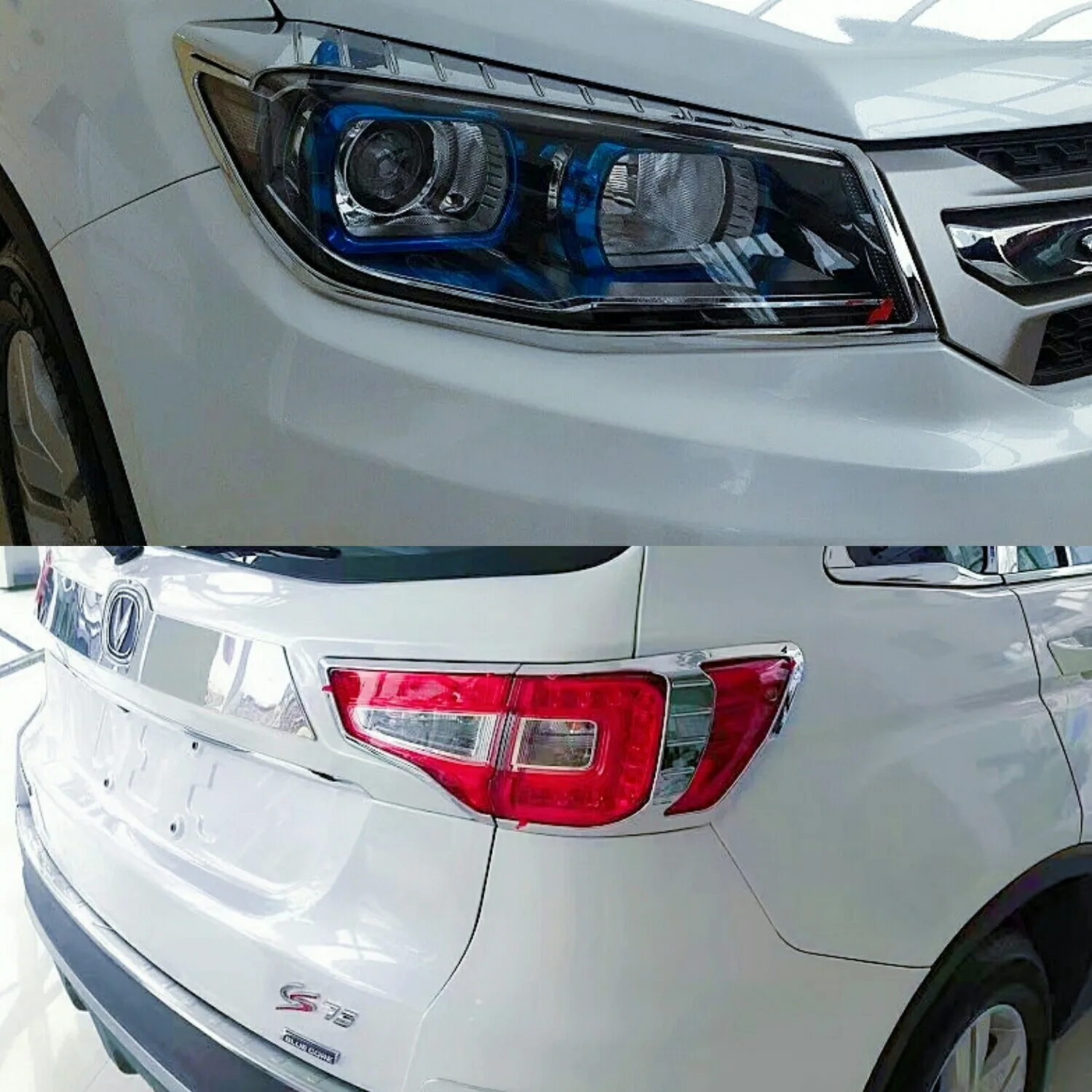 

ABS Chrome Car Front Headlight + Rear Tail Light Lamp Cover Trim For chang an CS75