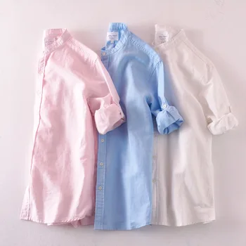 

autumn2020 men long-sleeved linen shirt collar shirt comfortable cotton material cultivate one's morality type
