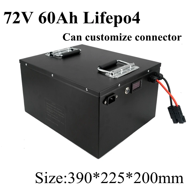 Водонепроницаемая литиевая батарея 72 V 60Ah Lifepo4 BMS для 5500 W 3500 W для велосипеда, мотоцикла, скутера мотоцикла+ 10А зарядное устройство