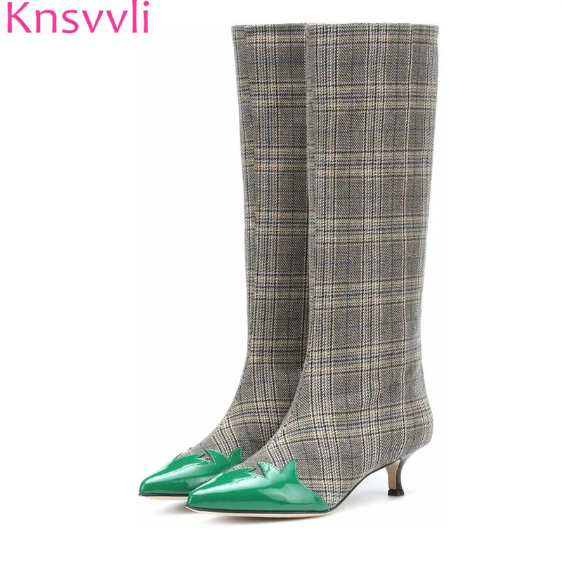 plaid kitten heel booties