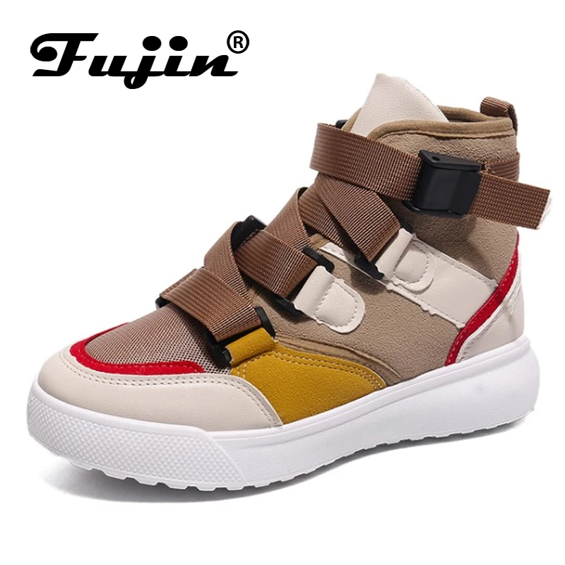 

Fujin 2020 Casual Shoes Women's Spring Autumn Sneakers Buckle Strap High Low Top Lady Fashion Sneakers Platform Shoes Footwear