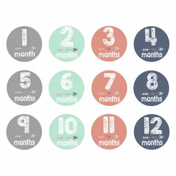 

Hot 12Pcs/Set 1-12 Month Newborn Milestone Stickers DIY Kid Souvenirs Prop Infant Monthly Photograph Sticker Baby Teeth Box Gift