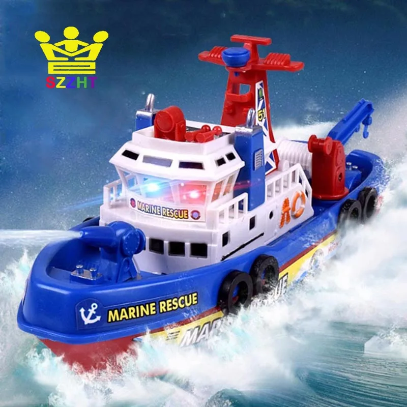 Marine Rescue Fire Boat Toys Electric Water Spraying Ship Model