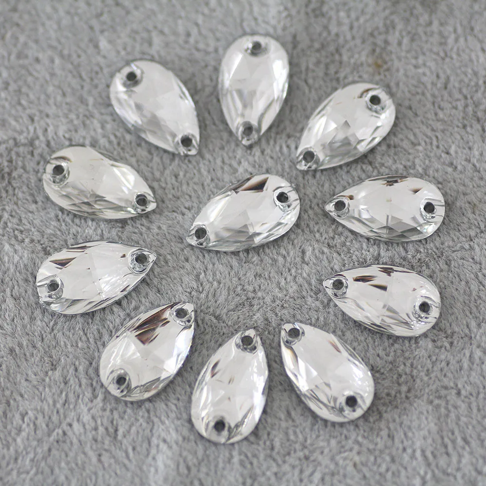 100pcs10518mmCrystalSewonRhinestonesColorfulWaterdropResin