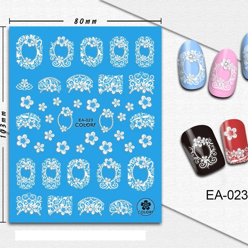 Белые цветочные наклейки для ногтей с бабочками, 5D наклейки для дизайна ногтей, наклейки для маникюра, наклейки для ногтей, модный набор для дизайна ногтей с цветами