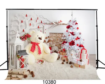 

SJOLOON Christmas tree indoor photography background 9X6FT Vinyl backdrops for photography Photography-studio-backdrop bear