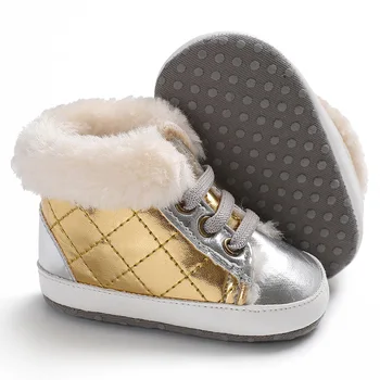 

2020 new fashion winter warm with fur pu leather baby boots for girls boys mixed colors soft sole baby boots hot sell