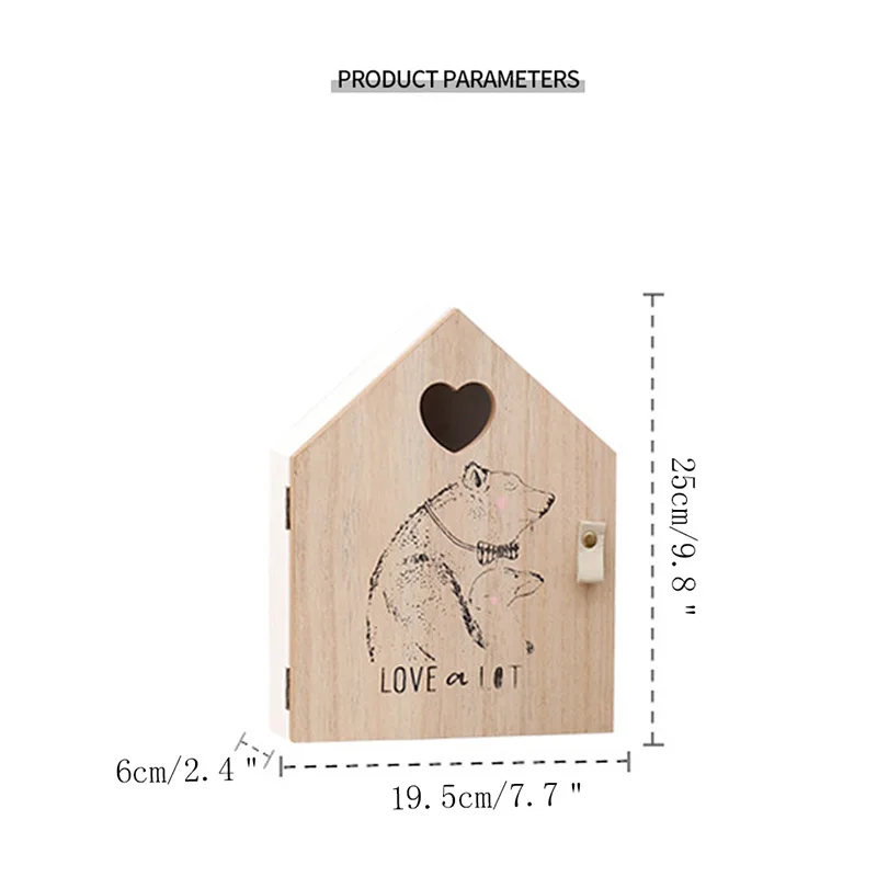 Креативная деревянная коробка для ключей с рисунком медведя, настенная подвесная стойка для хранения, настенная декоративная коробка для хранения ключей, магазин, крыльцо, дверь, Декор, ключница