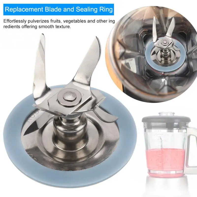 

Stainless Steel Blender Bottom Blade w/ Plastic Sealing O Ring Kitchen Juice Extractor Blender Replacement Parts