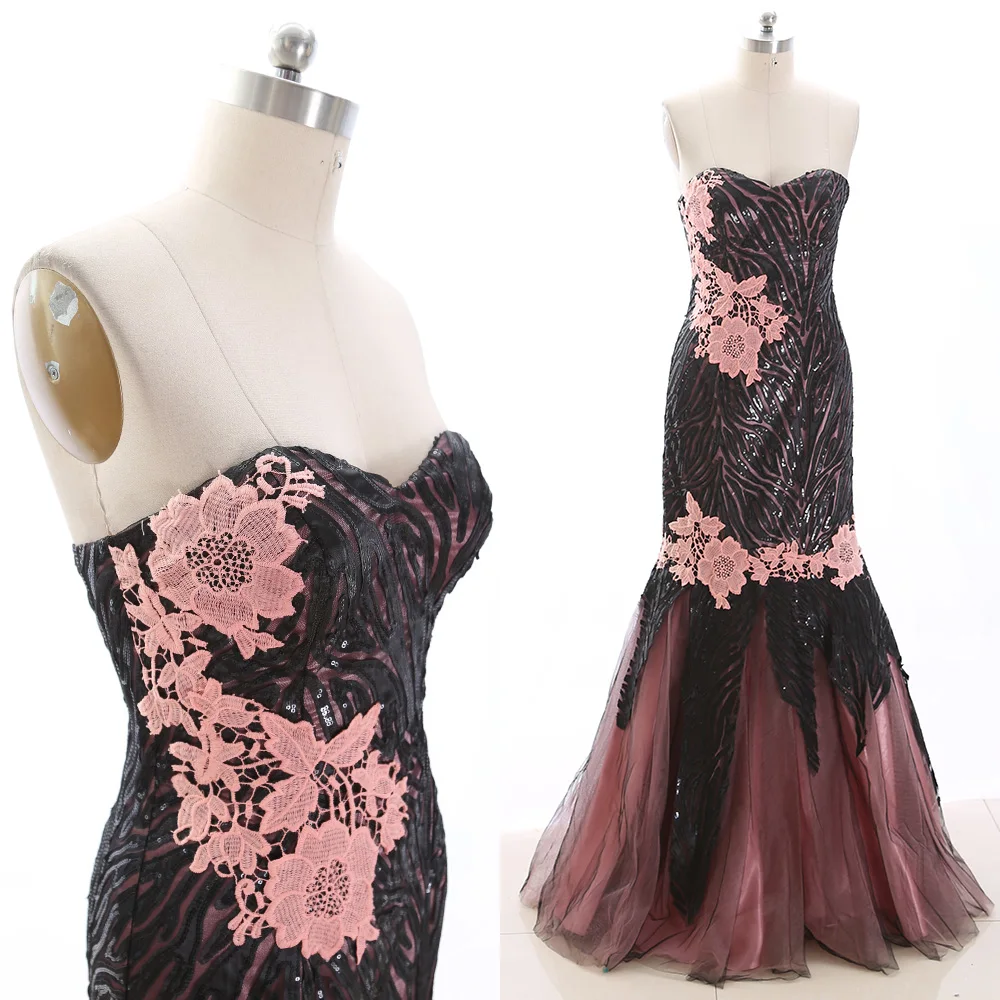 MACloth/черное платье-футляр без бретелек длиной до пола, длинные тюлевые платья для выпускного вечера, платье L 265479, распродажа
