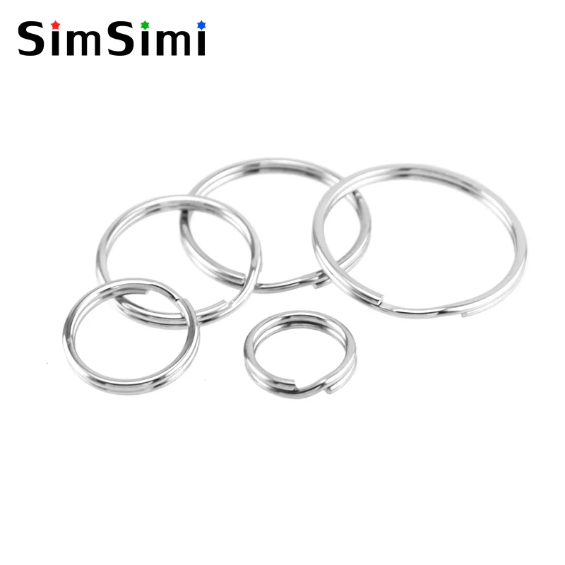 

Simsimi Wire Diameter 1mm Key Ring Outer Dia 10/12/15/18/20mm basic keychain rings Stainless Steel polished keyrings 100pcs