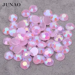 JUNAO 6 мм 7 мм 8 мм розовый Crystal AB круглые стразы акриловые Flatback шарики не камни горячей фиксации записки страз для одежда Jewel