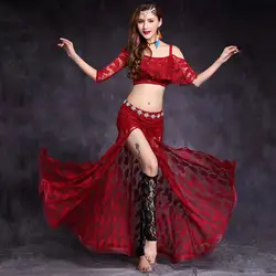 Новинка 2019 года для женщин леди танец живота костюм комплект для танца живота одежда для взрослых кружево слинг разрез юбка