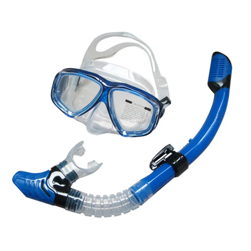 Профессиональные скакалки водонепроницаемые анти-противотуманные очки оборудование силиконовый для подводного плавания маска для дайвинга полностью сухая трубка маска для сноркелинга - Цвет: Синий