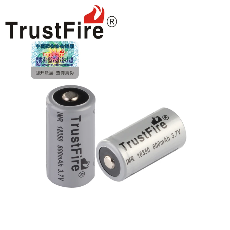 

TrustFire IMR 18350 800mAh 3.7V Rechargeable Lithium Battery Batteries For E-cigarettes