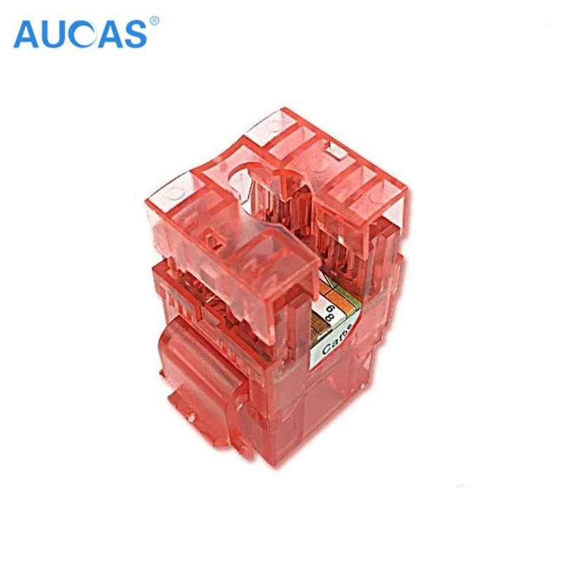 12 шт. AUCAS гигабитная красная CAT5E RJ45 Keystone Jack неэкранированная прозрачная модульная
