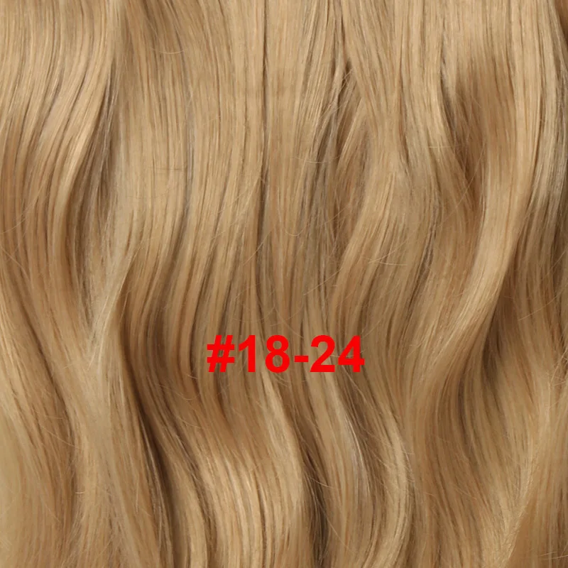 SAMBRAID натуральные волнистые волосы на заколках для наращивания, 24 дюйма, черные термостойкие волокна, 4 заколки в одном куске, синтетические волосы - Цвет: 18-24