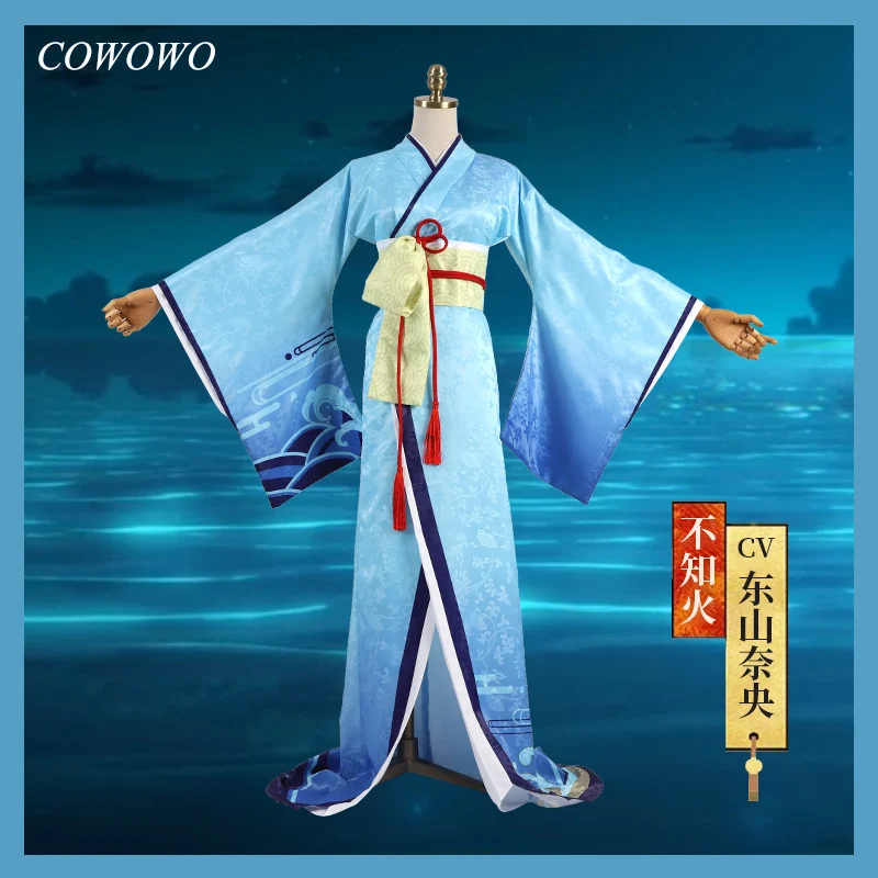 Аниме! Игра Onmyoji SSR Shiranui Diver Ali кимоно синий халат Старинное платье униформа