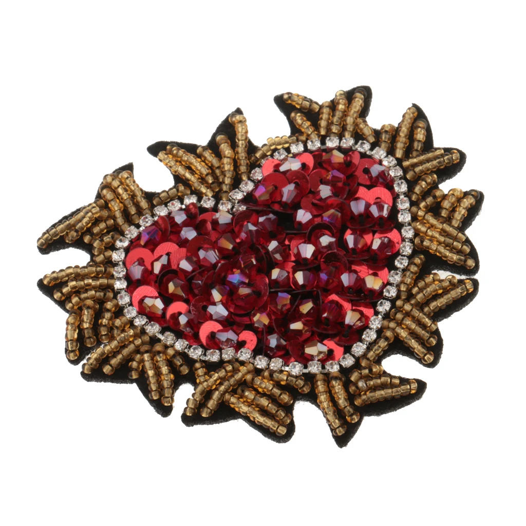 3pcs/set Love Heart Beaded Patches Sew on Embroidered Applique for Jackets Clothes Garment  Dolls Shoes Hat Sweater