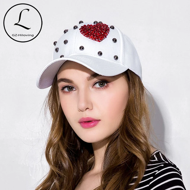 GZHILOVINGL Heart Shape Women's Rhinestone Hats Pearls Girls Snapback Cap  Fashion Baseball Hip Hop Hats Sport Summer Cute Gorras - AliExpress