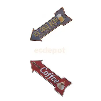 

2 Pieces Vintage Style Arrow Shaped Cast Iron Metal Advertising Pointing Direction Signboard Decoration